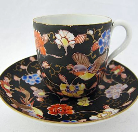 色絵牡丹鳥文コーヒー碗皿